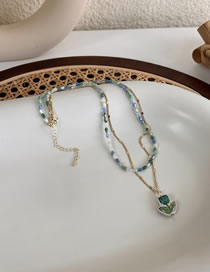 Fashion Blue-green Crystal Beaded Flower Double Necklace