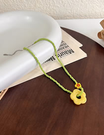 Fashion Green Rice Beaded Flower Necklace