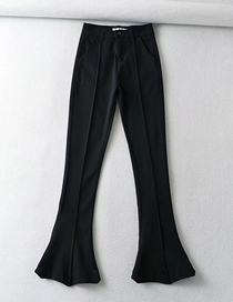 Fashion Black Polyester Micro Pleated Flared Pants