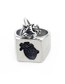 Fashion Silver Color Titanium Steel Heart Ring Set