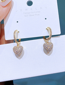 Fashion Gold Color Plated Copper Inlaid Zirconium Heart Earrings