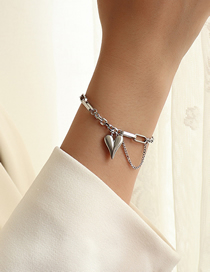 Fashion Silver Color - Bracelet Titanium Steel Geometric Heart Bracelet