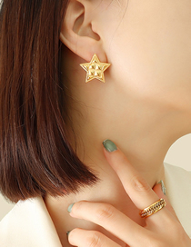 Fashion Gold Color Titanium Steel Pentagram Stud Earrings