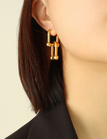 Fashion Gold Color Metal Horseshoe Buckle Stud Earrings