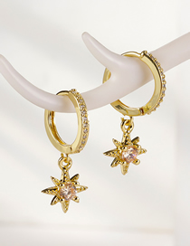Fashion Gold Color Brass Inlaid Zirconium Star Earrings