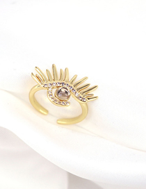 Fashion Champagne Copper Diamond Geometric Eye Ring