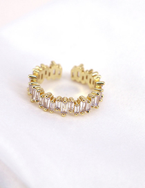 Fashion Gold Color Copper And Diamond Geometric Ring