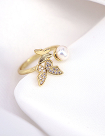 Fashion Gold Color Brass Diamond Butterfly Open Ring