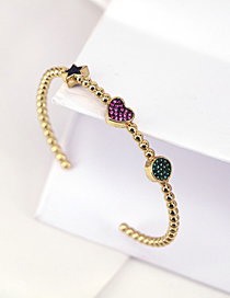 Fashion Color Brass Gold Plated Zirconium Star Bracelet