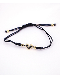 Fashion Black Brass Braided Zirconium Heart Bracelet