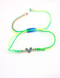 Fashion Green Brass Braided Zirconium Heart Bracelet