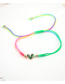 Fashion Color Brass Braided Zirconium Heart Bracelet