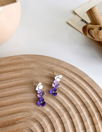 Fashion Purple Alloy Gradient Flower Stud Earrings