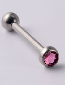 Fashion Rose Red-1.6*14*4*4mm Titanium Opal Geometric Piercing Tongue