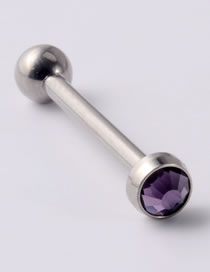 Fashion Purple-1.6*14*4*4mm Titanium Opal Geometric Piercing Tongue