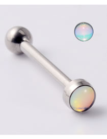Fashion White Flash-1.6*16*4*4mm Titanium Opal Geometric Piercing Tongue