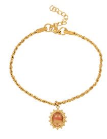 Fashion Gold-2 Titanium Twist Chain Geometric Pendant Bracelet