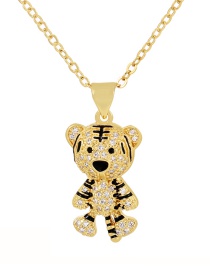 Fashion Gold Bronze Zirconium Tiger Necklace