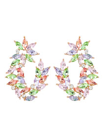Fashion Light Color Geometric Diamond Oval Stud Earrings