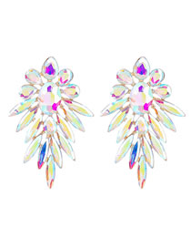 Fashion Ab Color Geometric Diamond Stud Earrings