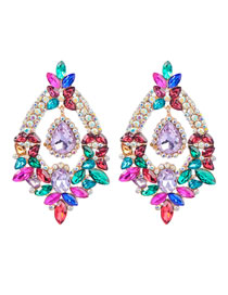 Fashion Color Geometric Diamond Drop Earrings