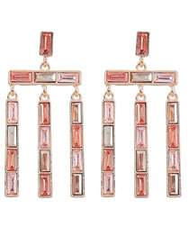 Fashion Pink Alloy Diamond Tassel Earrings