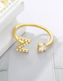 Fashion Gold Z Bronze Zirconium 26 Letter Ring
