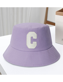 Fashion Purple C Letter Bucket Hat Cotton Letter Embroidered Bucket Hat