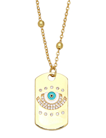 Fashion C Bronze Diamond Drop Oil Eye Square Necklace