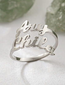 Fashion Steel Color Stainless Steel Letter Open Ring