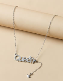 Fashion Silver Alloy Diamond Alphabet Crown Necklace