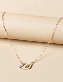 Fashion Gold Alloy Diamond Double Heart Necklace