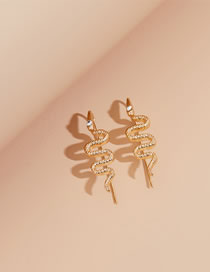 Fashion Gold Metal Snake Stud Earrings