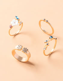 Fashion Gold Metal Diamond Geometric Ring Set