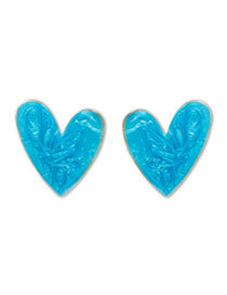Fashion Blue Alloy Quicksand Heart Stud Earrings