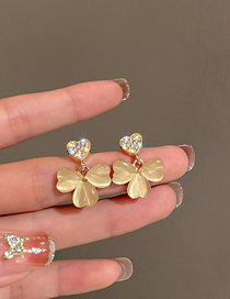 Fashion 18# Silver Needle. Gold Geometric Diamond Opal Stud Earrings