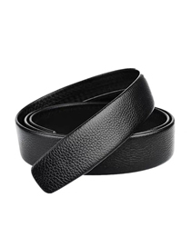 Fashion Black (width 3.5cm) Faux Leather Wide Belt Without Header Automatic Buckle