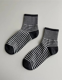 Fashion Grey Cotton Striped Socks