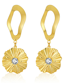 Fashion Gold Bronze Zirconium Geometric Ray Round Irregular Drop Earrings