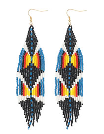 Fashion Color Geometric Colorful Rice Beads Tassel Drop Earrings