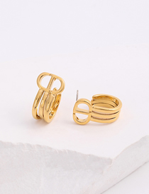 Fashion Gold Copper Gold Plated Geometric Hoop Stud Earrings