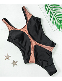 Fashion Black Polyester Mesh One Piece Swimsuit