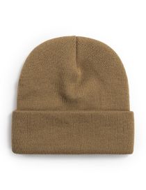Fashion 124 Deep Khaki Solid Color Wool Knit Rollover Hat