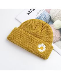 Fashion Turmeric Daisy-embroidered Knitted Sweater Hat