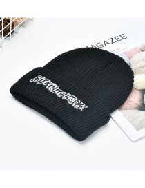 Fashion Black Alphabet-embroidered Knitted Hat