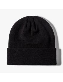 Fashion Black Solid Knit Rollover Hat