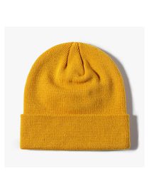 Fashion Inner Turmeric Solid Knit Rollover Hat