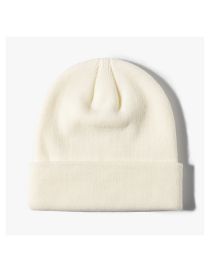 Fashion Inside Soft White Solid Knit Rollover Hat