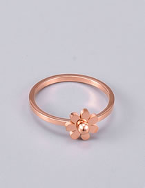 Fashion Rose Gold Titanium Steel Gold Plated Geometric Flower Ring