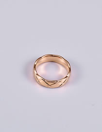 Fashion Rose Gold Titanium Diamond Staggered Ring